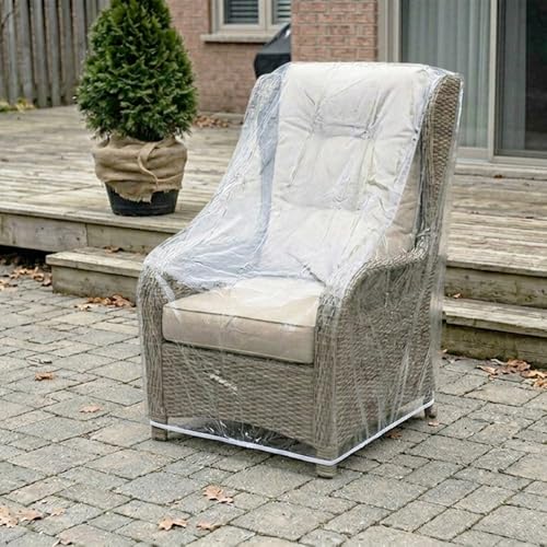 LAMINET Crystal Clear Heavy-Duty Waterproof Plastic Outdoor Furniture Cover - Hi-Back/Stacked Chairs Cover - 3 Season Protection - Keep Rain, Snow & Debris Off! Premium Protection at Economy Price!