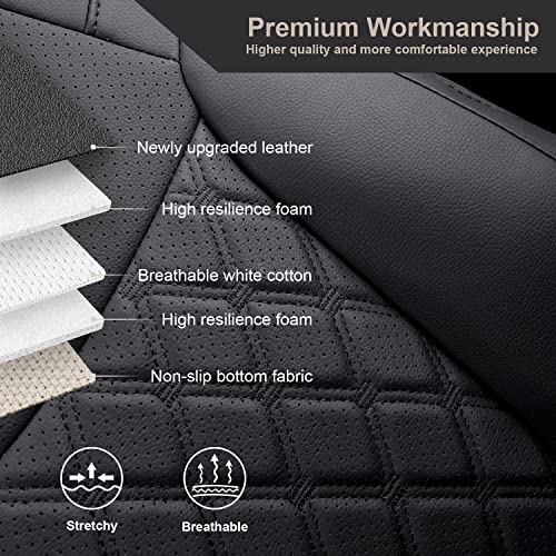 Image of GIANT PANDA Customized Full Set Car Seat Covers Fit for Toyota Corolla L LE 2020 2021 2022 Faux Leather- (Black)