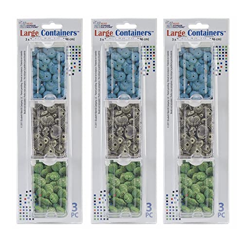 Elizabeth Ward Bead Storage Solutions 3 Piece Craft Organizing Storage Containers for Small Beads, Crystals, and Fasteners, Clear (3 Pack)