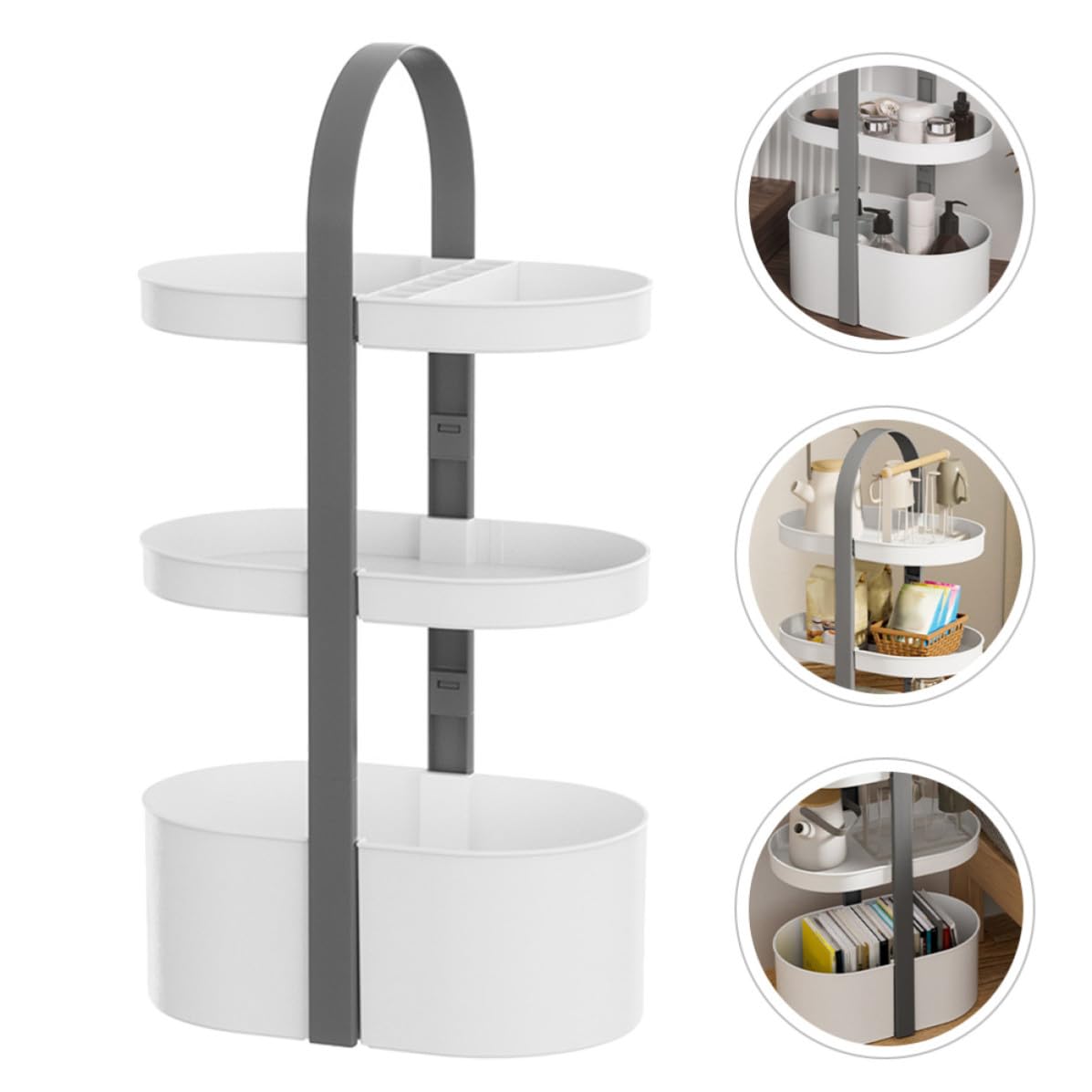 Ciieeo Scaffale Ripostiglio Portatile a Tre Livelli in ABS Bianco