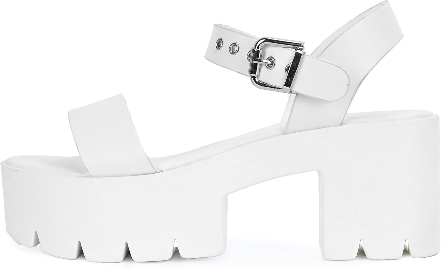 Miniatura 2 de READYSALTED Womens Chunky Platform Sandals Open Toe Ankle Strap Block Heeled Sandals with Adjustable Ankle Strap