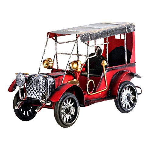 Clispeed Modellini Auto Vintage Auto d'epoca in Ferro Decorazione per Tavolo Rosso