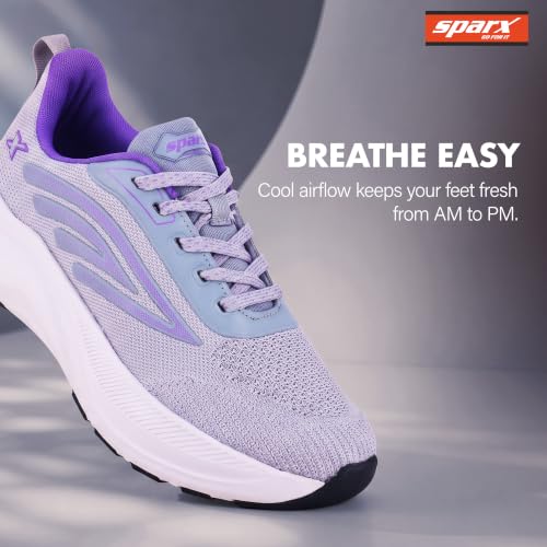 Image of SPARX Sports Running Shoes for Women - Lightweight Breathable Lace-Up Athletic Shoes with Cushioned Comfort, Shock Absorption, Durable Grip, Flexible Sole & Everyday Walking Performance