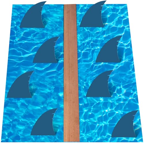 Breling 9 Pcs Shark Theme Party Supplies Table Centerpieces Floor Decoration Shark Fin Table Cloth Decor Water Decoration for Birthday Ocean Summer Sea Party Supplies