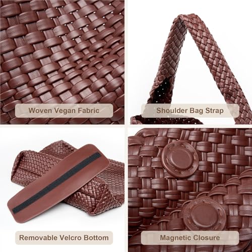 Image of MELOLILA Large Woven Tote Bag for Women Weave Purse Woven Leather Handbag