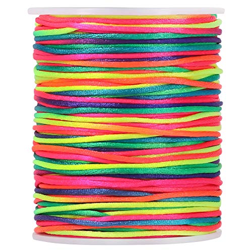 Image of Tenn Well Satin Rattail Cord, 295 Feet 2mm Colorful Nylon String for Macrame Bracelets, Necklaces, Jewelry Making, Beading, Arts and Crafts, String Games