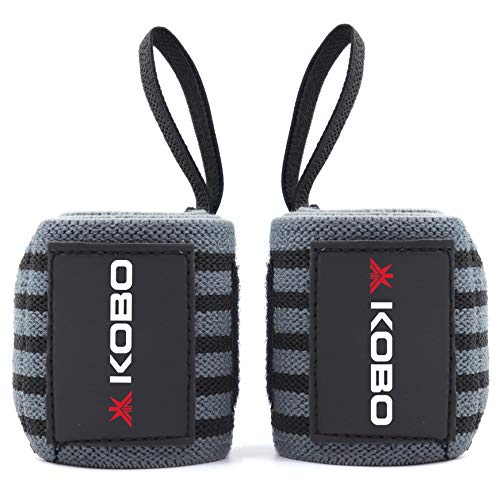 Kobo Camouflage Grey Wrist Wraps with Thumb Loop - Professional Wrist Support Braces for Men & Women - Weight Lifting Cross Fitnesspowerliftingstrength Training
