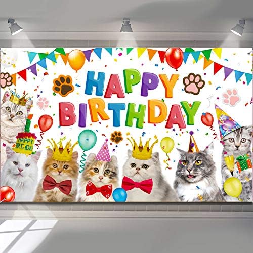 Happy Birthday Cat Theme Images Cat Happy Birthday Backdrop Kitten Photography Background Pet Paw Cat Theme Party Photo Backdrop Birthday Party Decorations For Cat Owner Children Kids Cake Table Decorations : Amazon.sg: Toys Happy Birthday Cat Theme Images Cat Happy Birthday Backdrop Kitten Photography Background Pet Paw Cat Theme Party Photo Backdrop Birthday Party Decorations For Cat Owner Children Kids Cake Table Decorations : Amazon.sg: Toys