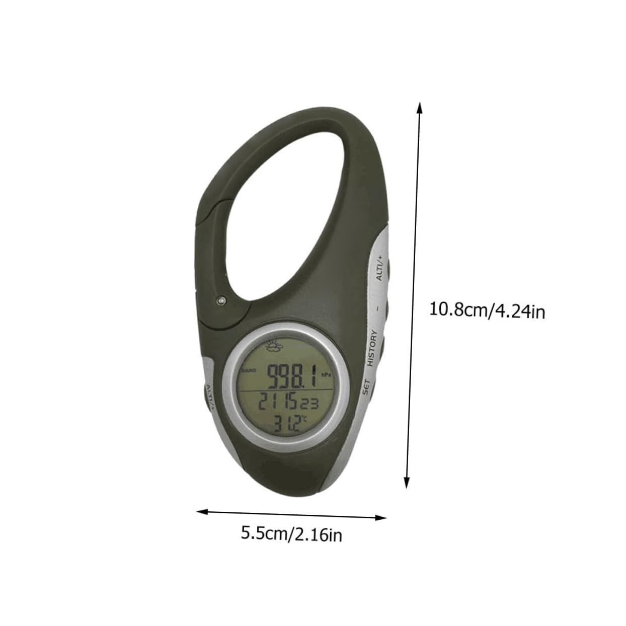 Höhenmesser Barometer -Thermometer aussentemperaturmesser Thermometer für außen Campingbarometer druckluftmanometer Climbing Gear Wanderhöhenmesser Barometer-Höhenmesser Abs Green
