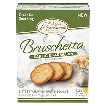 La Panzanella Garlic and Parmesan Bruschetta Crackers - Italian-inspired Toasts, For Soups, Dips, Spreads or Snacks, 4.23oz 120g