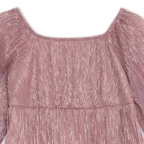 Speechless Girls' Long Sheer Sleeve Square Neck Tiered Pleated Midi Dress3