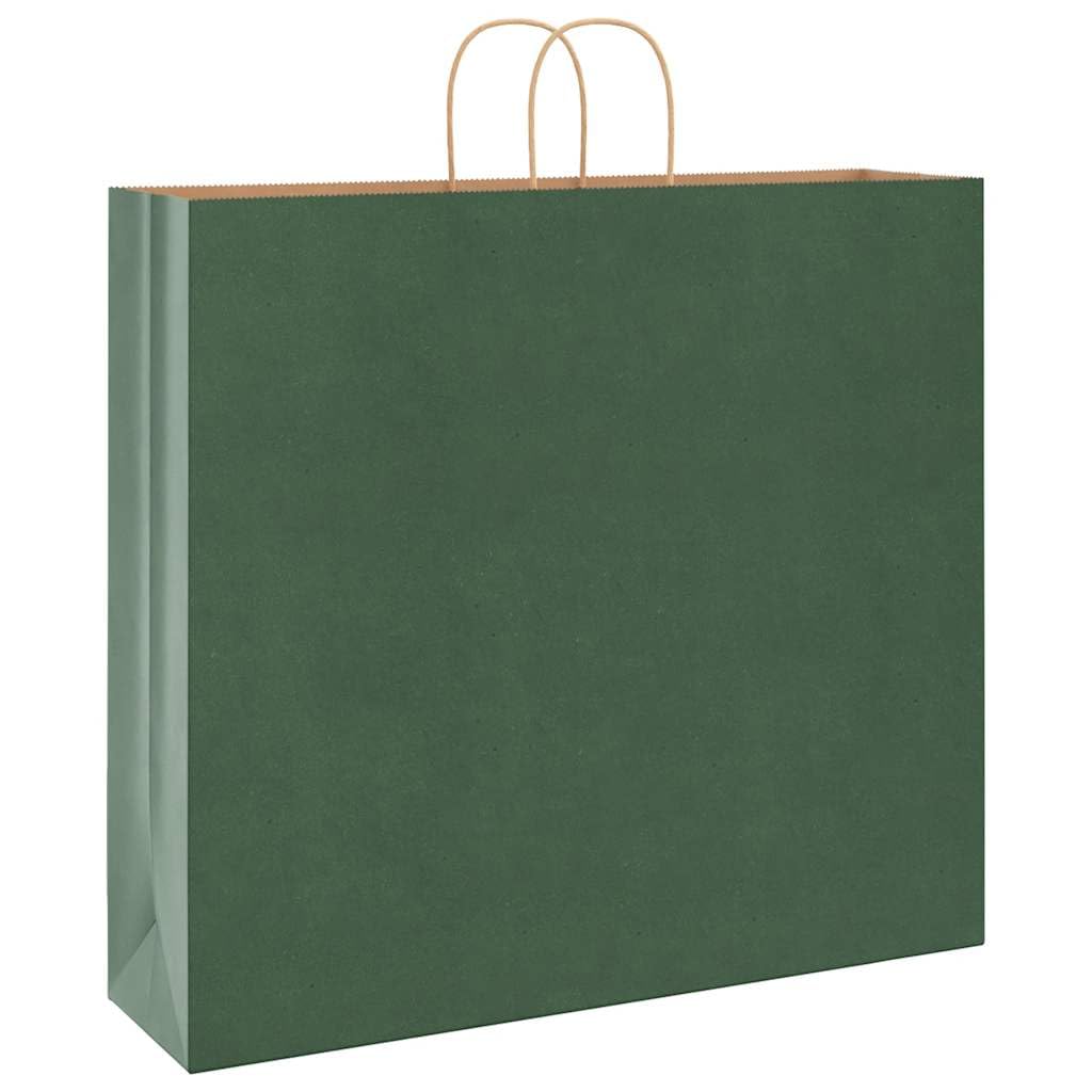 250 sacchetti di carta verdi, 54 x 15 x 49 cm, robusti sacchetti di carta con manici, per shopping, confezioni regalo e vendita al dettaglio