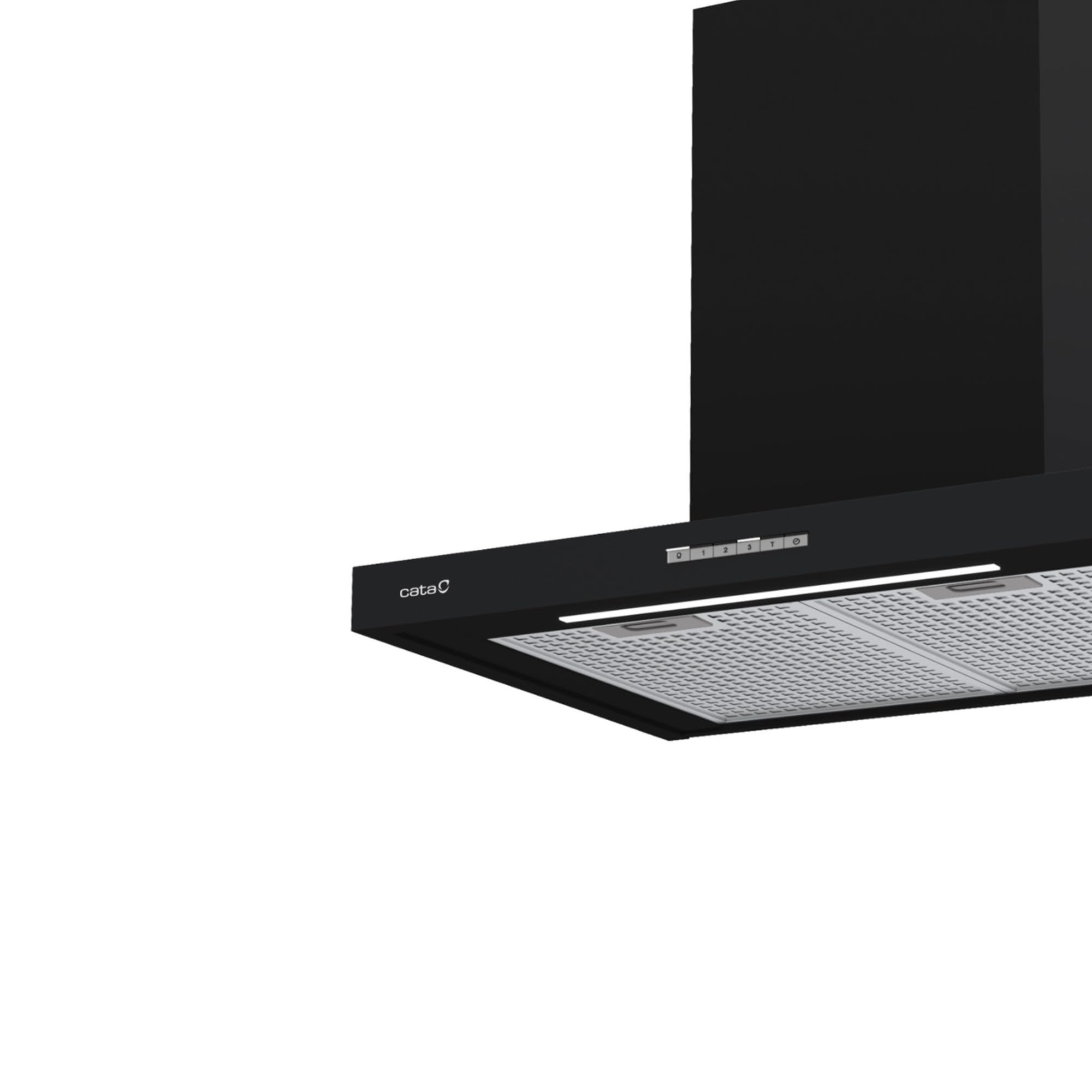 Cata Campana Sygma 6010 Extractora Decorativa de Pared, 802 m³/h, 4 Velocidades 3+1 Turbo, Control Electrónico, Temporizador, Tira LED Regulable, Clase A, Negro