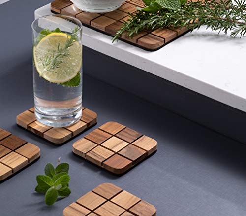 Porta Copos de Madeira - 4 Peças