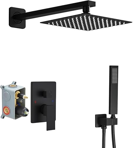 Miniatura 61 de Sistema de ducha de níquel cepillado para baño, mezclador de lluvia de lujo, conjunto combinado de ducha montado en la pared, sistema de cabezal