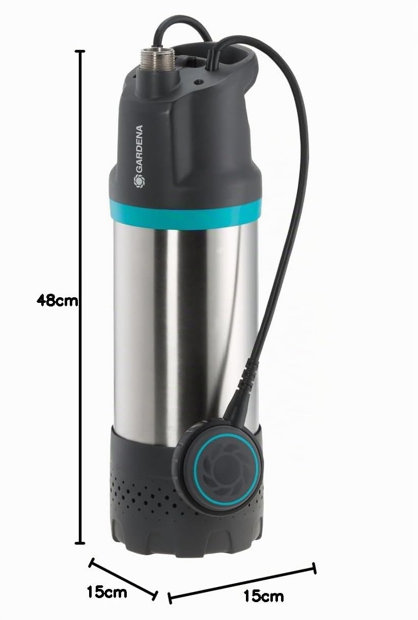 Gardena Pompa Sommersa a Pressione 900 W: Portata di 5.900 l/h, Prevalenza 35 m, Profondità di Immersione 12 m, Ideale per Pozzi e Cisterne con Aperture Strette (1768-20)