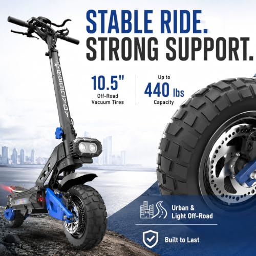 Image of YING LU 5000W Dual Motor Off-Road Electric Scooter for Adults, 50MPH All-Terrain Electric Scooter, Foldable Design with Adjustable Handlebars, 60V 25AH Long-Range E Scooter.