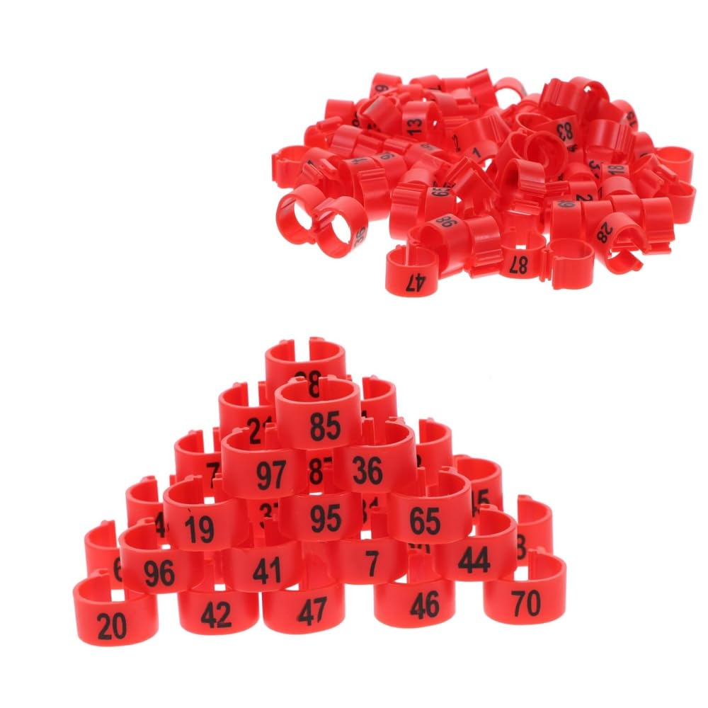 Anillos para muslo de pollo numerados 1-100 para aves de corral rojo