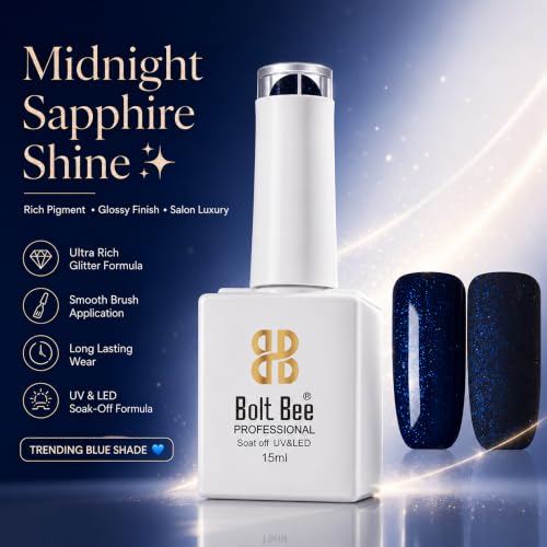 Image of Bolt Bee Dark Blue Color Gel Nail Polish Soak Off UV Gel 15ML DIY at Home Manicure Salon Nail Art