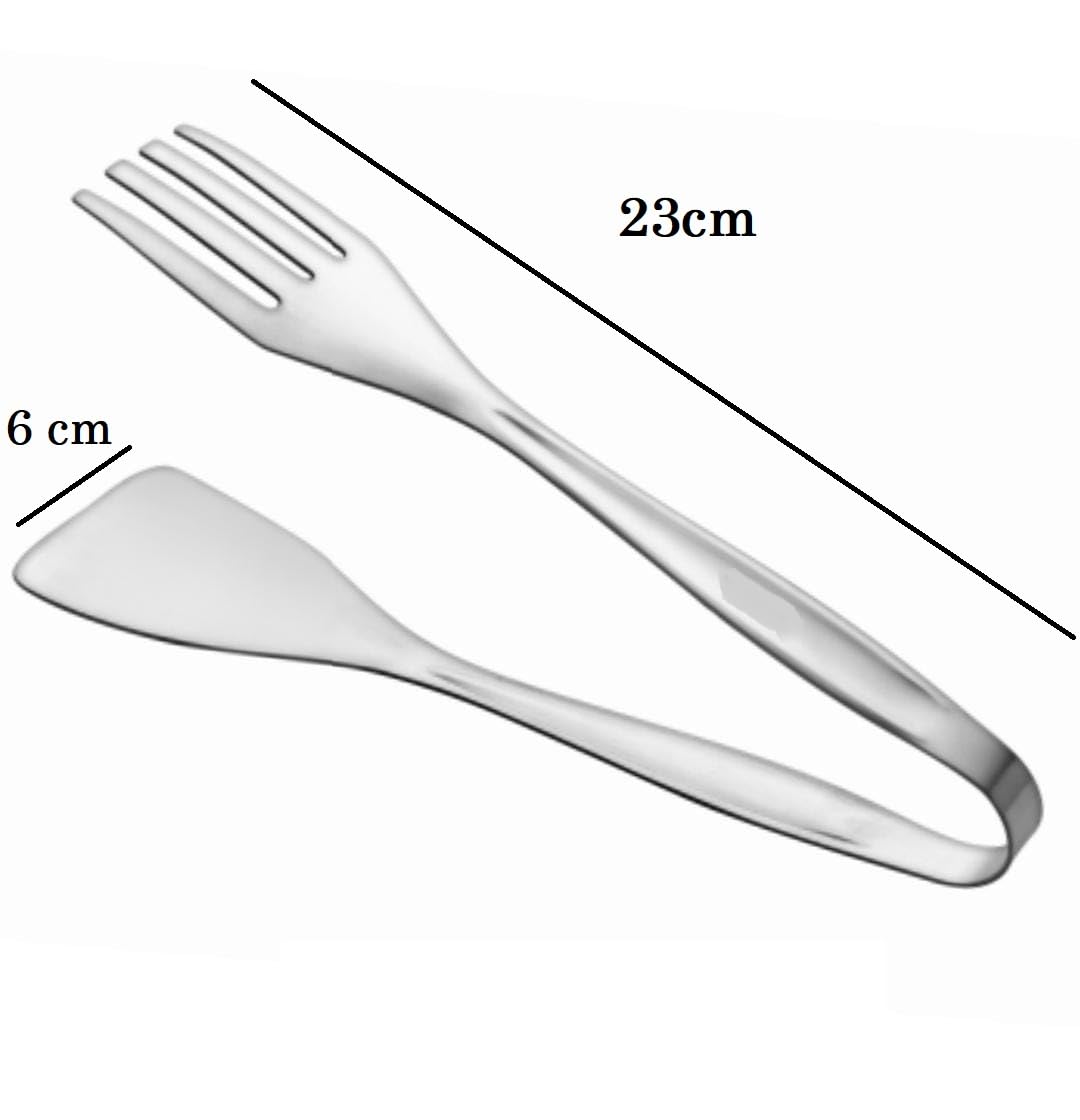 GAFFEL 1 Pc Stainless Steel Salad Serving Clip 23.5cm | Spoon Fork Tong | Multipurpose Serving Tong | Kitchen Tong | BBQ Tong | Dishwasher Safe 1