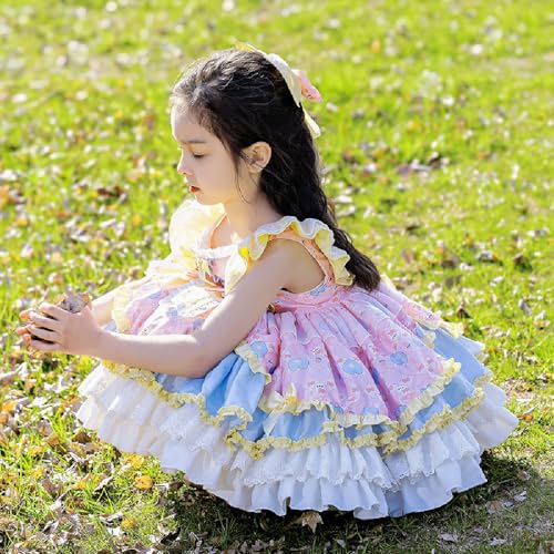 Quenny Spring/Summer Girls' Vest Skirt Children's Cartoon Fluffy Fashion Casual Princess Dress4