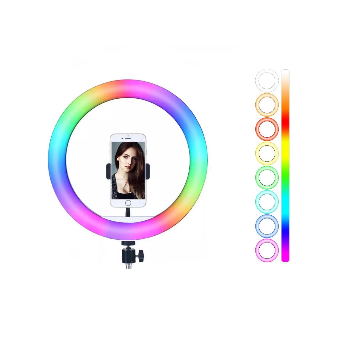 GIFTMAX® 18 Inch RGB LED Ring Light | RGB Colors Modes & Dimmable Brightness | Remote Control | for YouTube, Makeup, Vlogging, Video Shoot, Live Streaming | Compatible with iPhone & Android-image-38