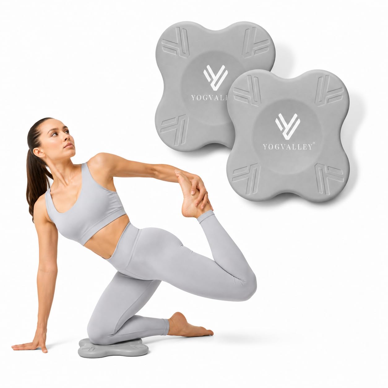 YOGVALLEY|Soft Knee Pads for Exercise β Comfortable & Protective Cushioning for Yoga, Pilates & Workouts|GREY 3