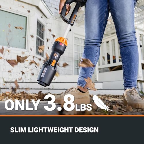 WORX Nitro WG543 20V Cordless Leaf Blower, Electric Blower with 410CFM & 130MPH, Blowers for Lawn Care with 3.8 Lbs, Battery & Charger Included