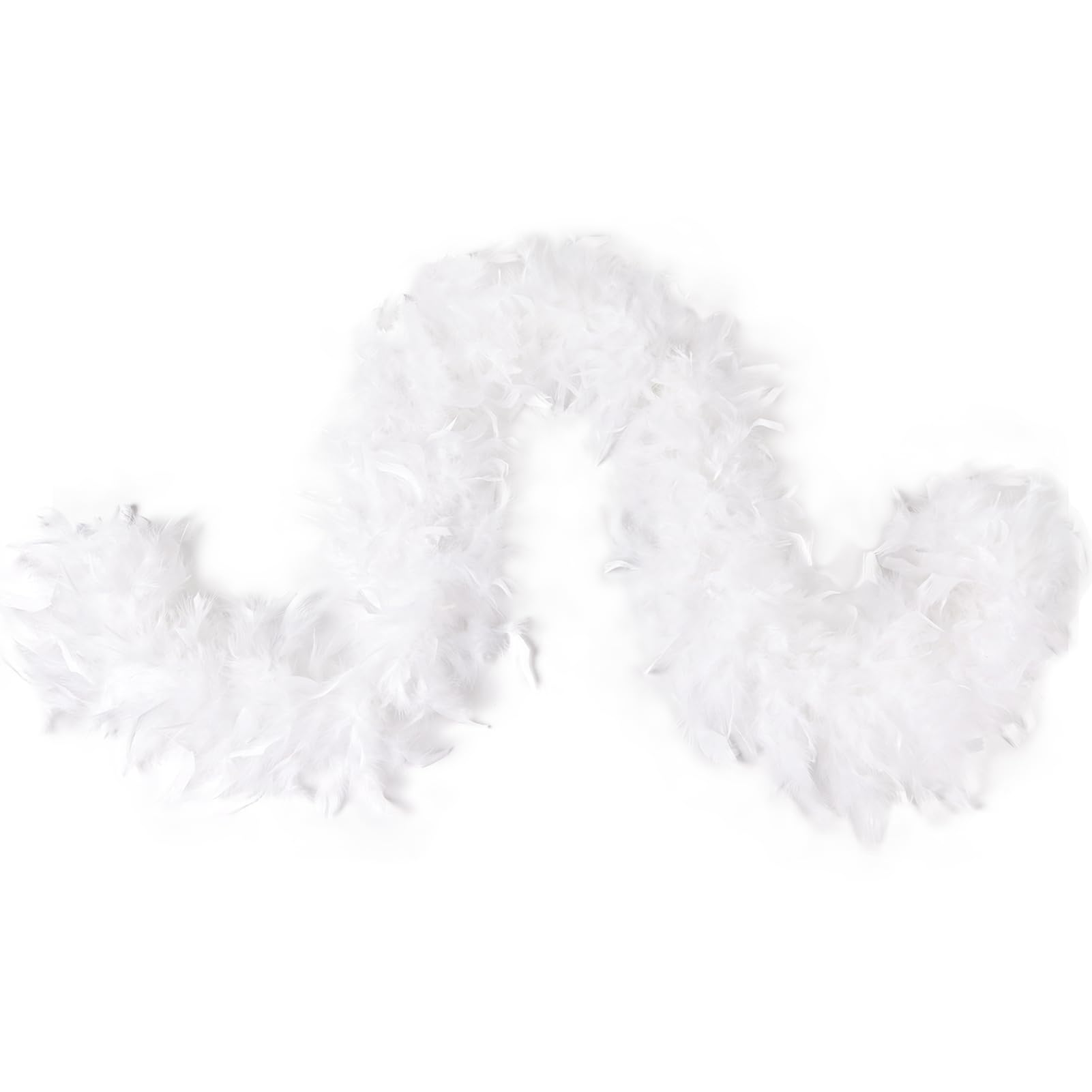 MAOFENG Chandelle Turkey Feather Boa 1.64 Yards 30g for Halloween Dancing Wedding Party DIY Craft Costume Decoration Feather Boa,White
