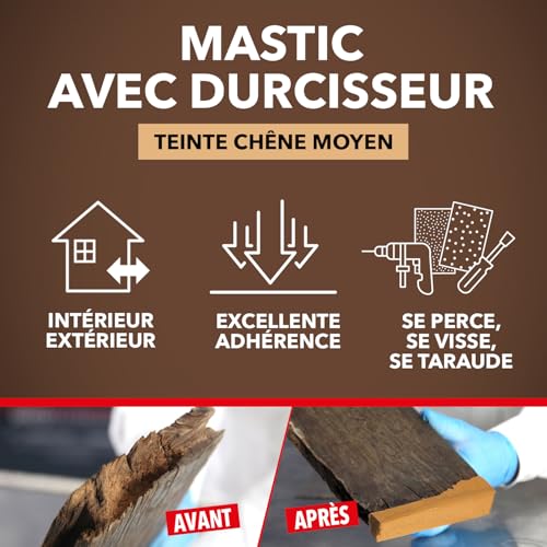 SINTO Mastic reconstitue bois charges lourdes chêne moyen 500ml – vue 3