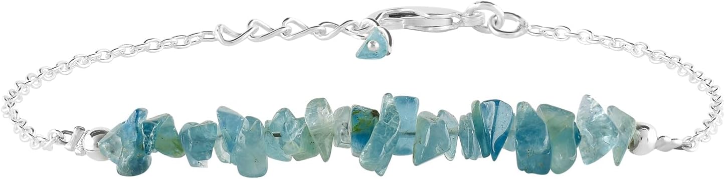 Natural Gemstones Bracelets For Women Nuggets Bar Bracelet June Birthstone Silver Plated Jewelry Adjustable 7 to 8 inch Chain Chakra Crystals Trendy Gifts For Her Birthday