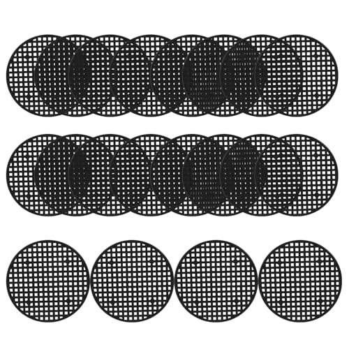 Cionyce 20 Pcs 3' Plant Pot Mesh Round Hole Cover, 75mm Black Plant Pot Drainage Mesh Discs Bottom...
