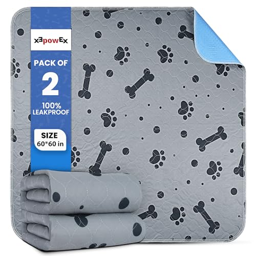 Image of Washable Pee Pads for Dogs 2 Packs 60'' x 60'' Reusable Puppy Pads Waterproof Heavy Duty Training Pads for Large Dogs Indoor Puppy Potty Training