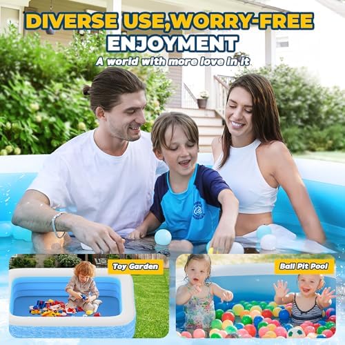 CACSPS Inflatable Swimming Pools, 60" X 40" X 20" Full-Size Inflatable Pool for Kids and Adults, Durable Family Lounge Pool, Kiddie Pool for Backyard, Garden or Indoor — view 3