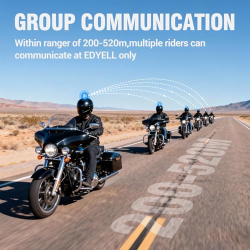 Image of EDYELL A1 Motorcycle Bluetooth Headsets, Smart LED Display Motorcycle Helmet Speakers, HD Calling and HiFi Music,Waterproof & Dustproof Helmet Headset,Group Communication System On Ear Headphones
