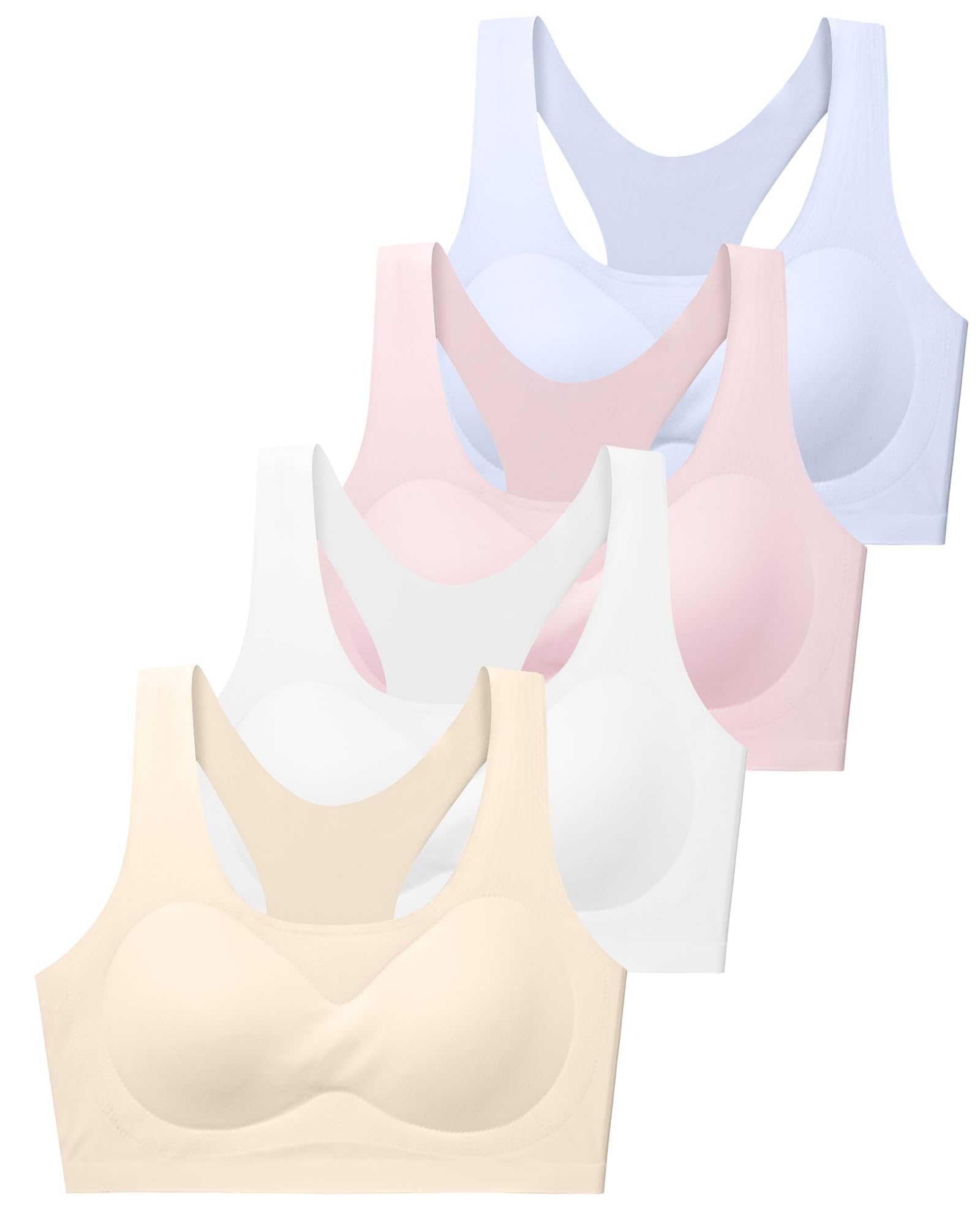 Training Girls Bras for Teens 10-16 Racerback Seamless Design with Removable Soft Padding Bras