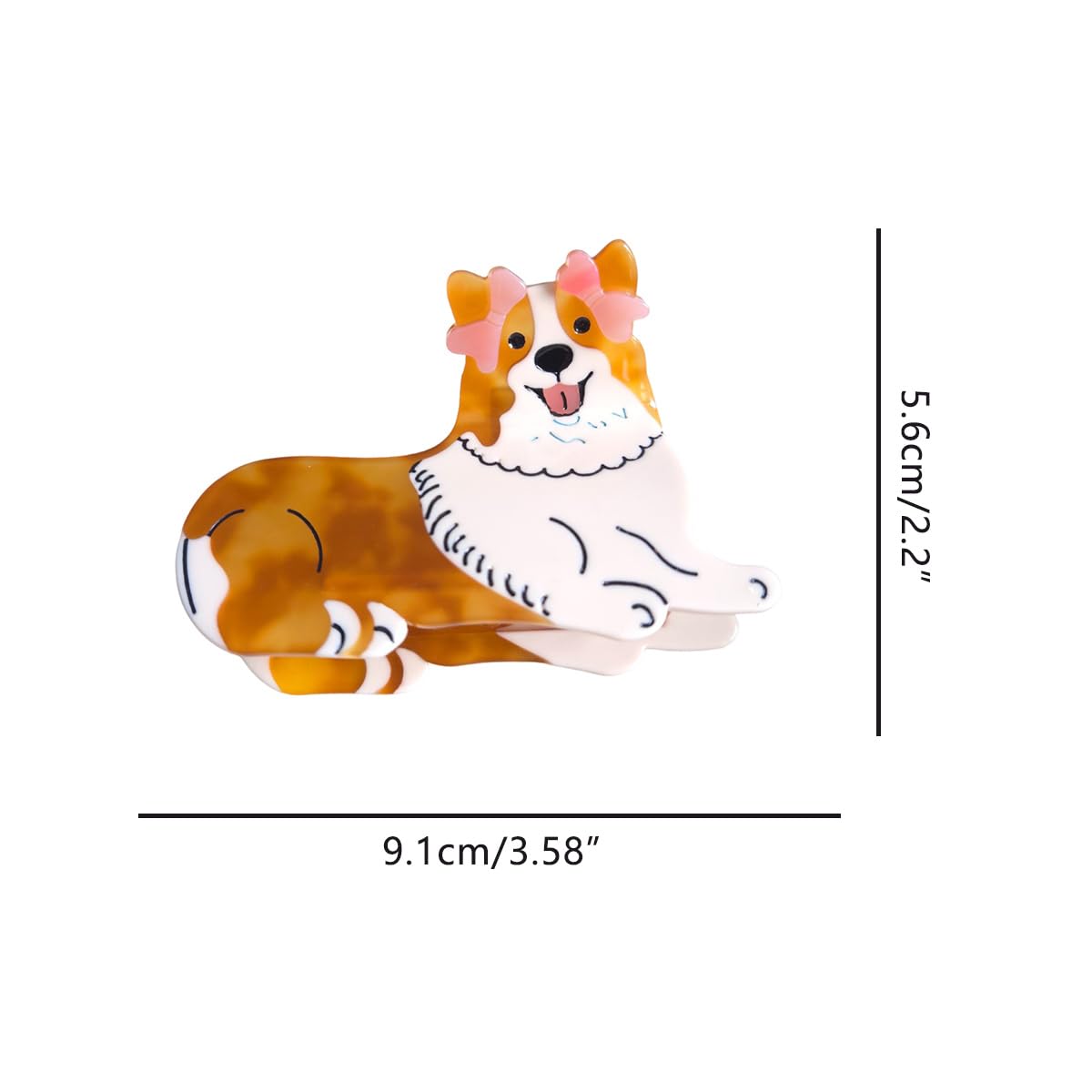 Cute Corgi Dog Hair Clip,Acetate Hair Clip,Big Claw Clip for Women,Funny Hair Claw Clip - Image 2
