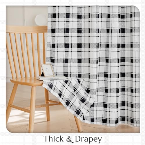 Beauoop Black White Plaid Jacquard Blackout Curtains Bedroom 52x84 2 Panels by Beauoop - Used condition - Image 5