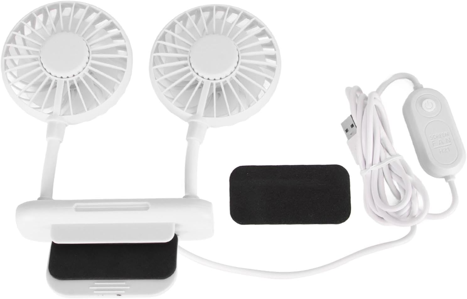 Dual Head Monitor Fan Clip On USB Powered Quiet Cooling for