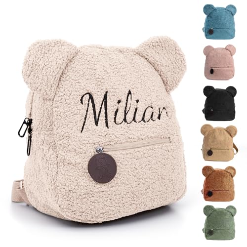 Sac Personnalisé Teddy Beige, Sac à Dos Enfant Brodé, Mini Sac à Dos Pour Filles et Garçons, Pour L'école et Le Voyage
