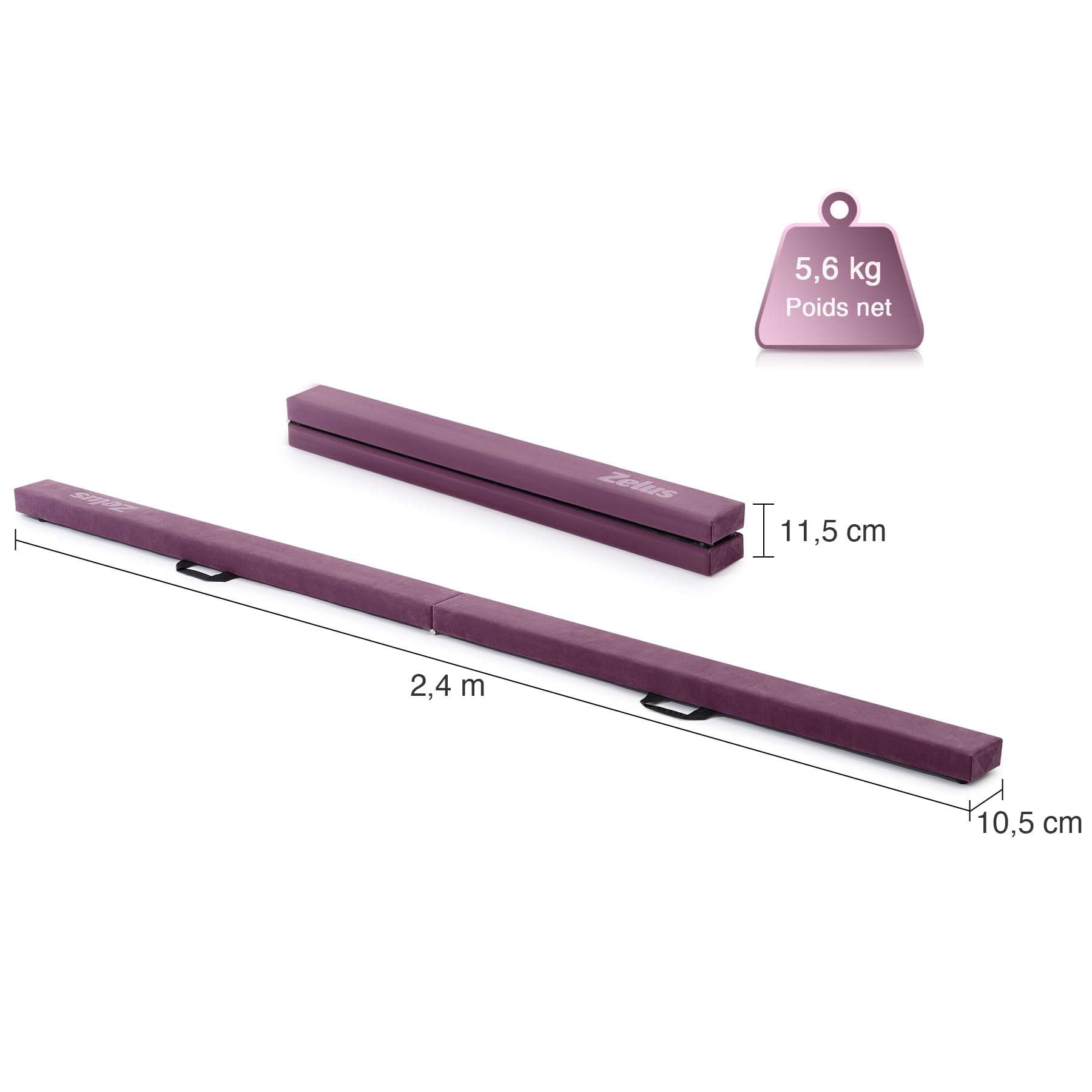 ZELUS Poutre de Gymnastique Pliable 240cm/270cm Poutre de Gym Pliante Poutre d'Équilibre Antidérapant Transportable pour Enfants Filles Gymnastes