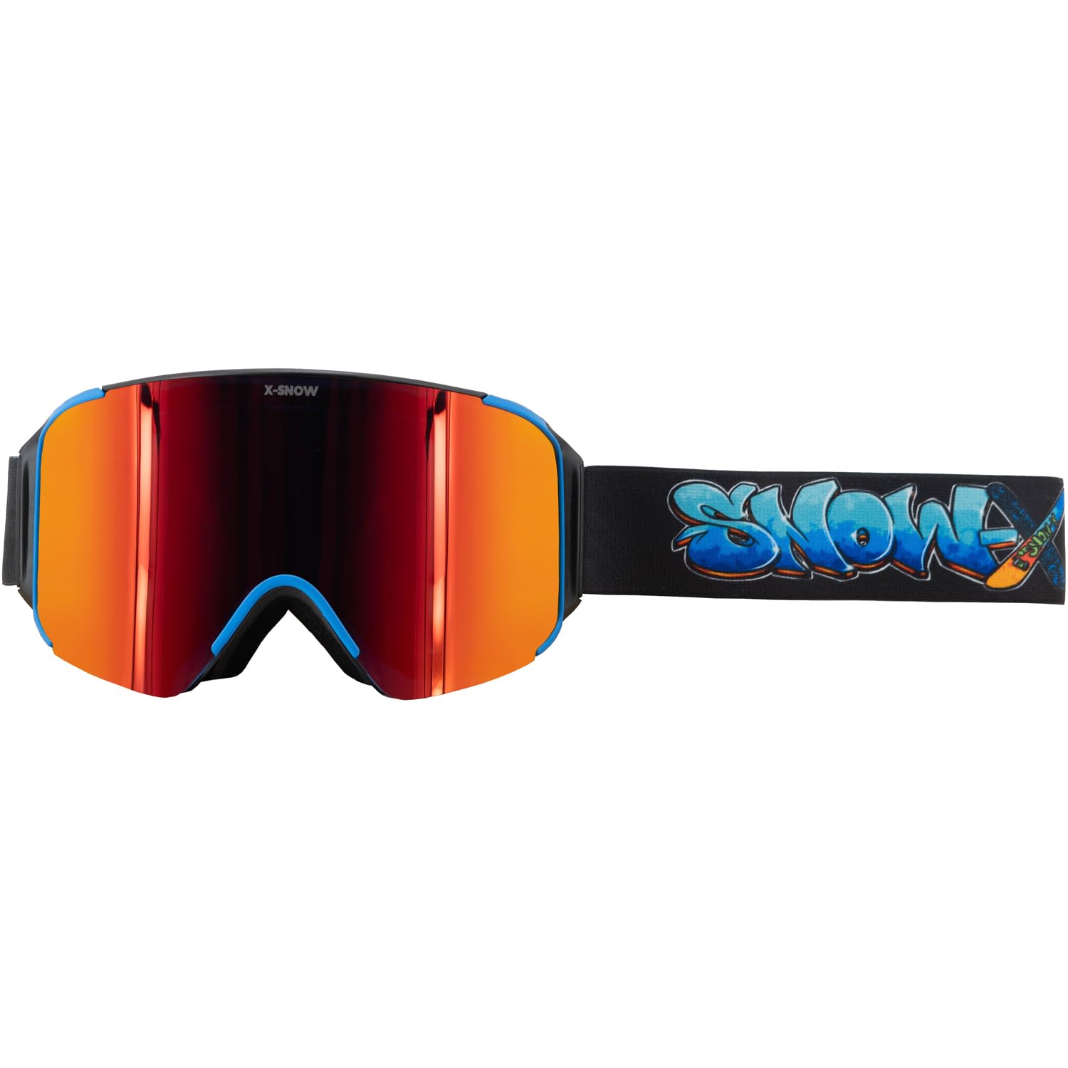 Snow-X Skibrille, Magnetische Wechselgläser, Doppelverglasung, Verspiegelte Scheibe, Schwarz