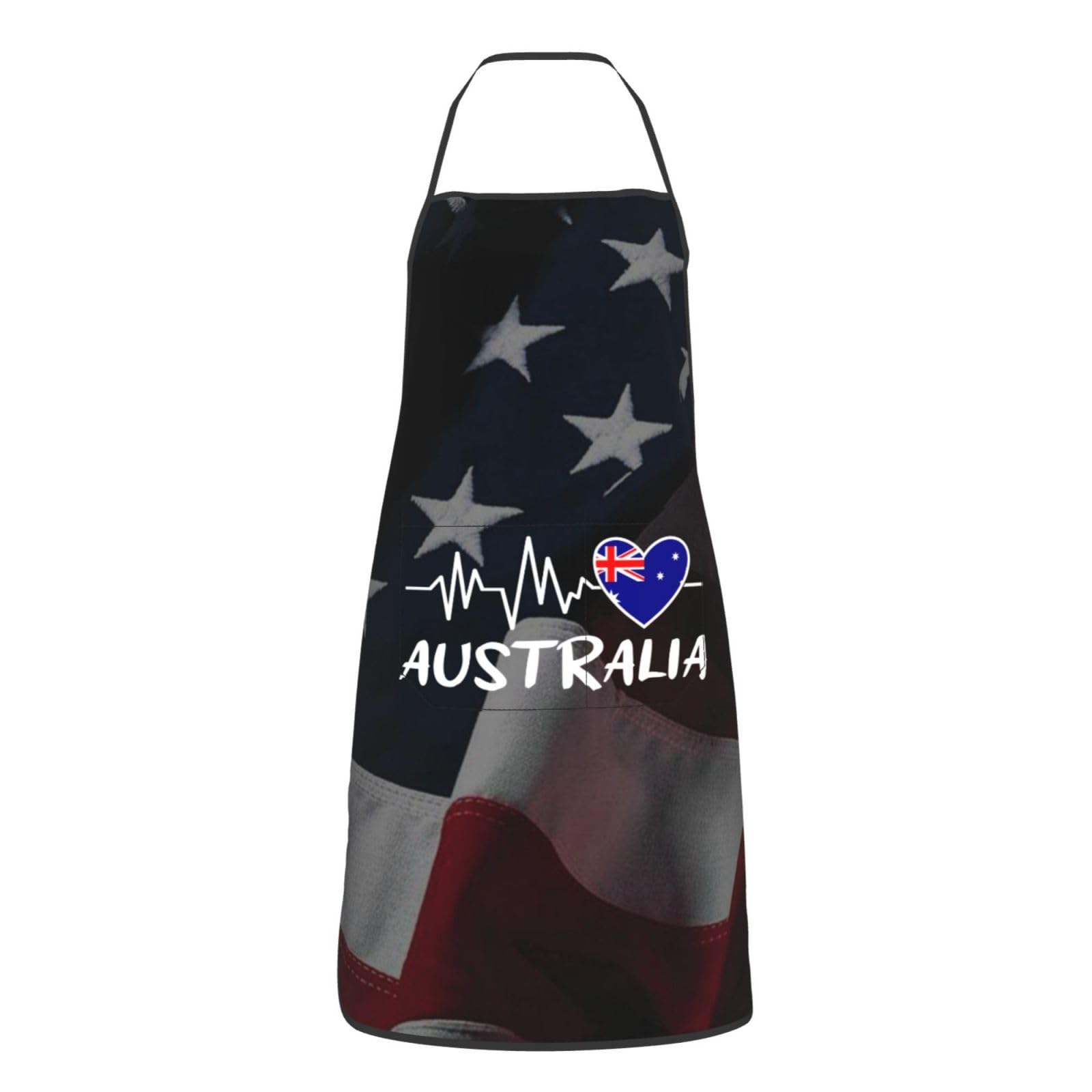 nopicsn Australia Heartbeat Apron for cooking with Pockets Women Men Kitchen Chef Funny Aprons