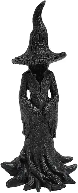Halloween Witch Statue Resin Figurine - Gothic Metal Decor, Small