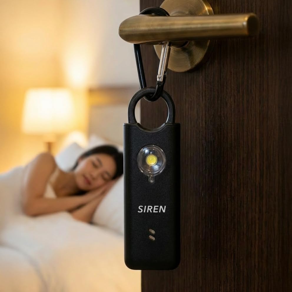 Miniatura 5 de Alarma de seguridad personal de Silent Beacon - Sirena de 135 dB con luz intermitente, activación de tracción y vibración, llavero recargable USB-C