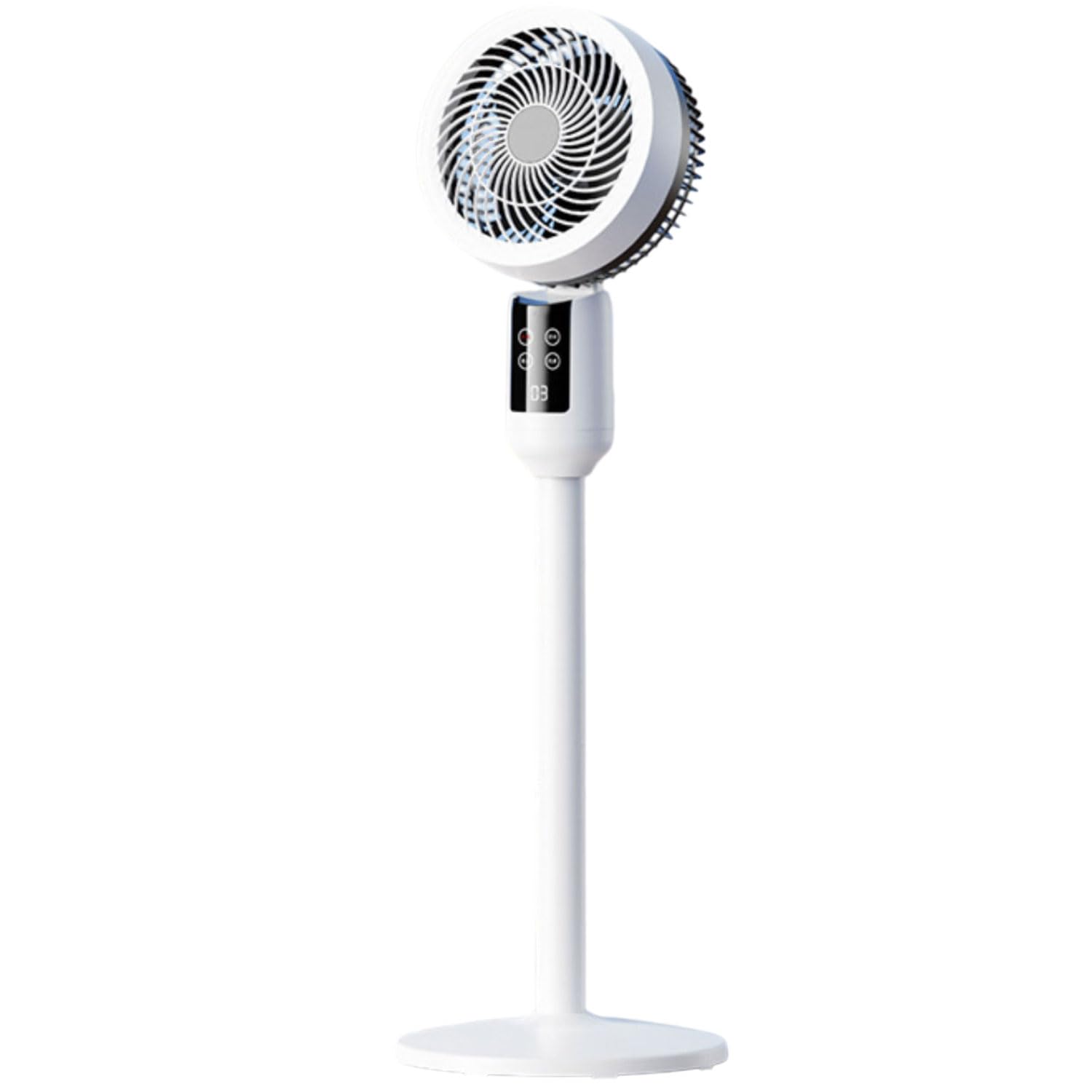 Wentylator stojący z pilotem zdalnego sterowania, cichy obieg powietrza do domu, 3 prędkości, oscylacja 90°, timer 12-godzinny, wyświetlacz LED, idealny do sypialni i kuchni
