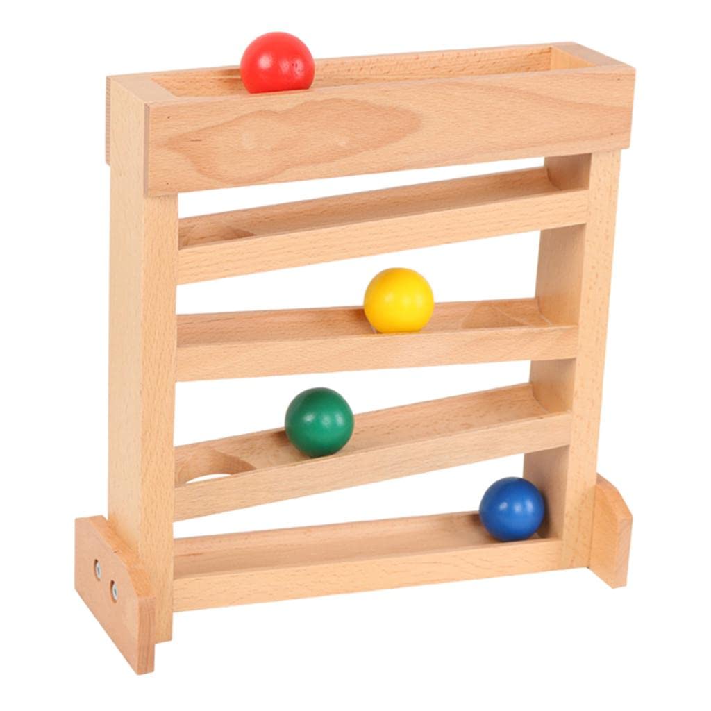 4 Stück Kugel Holz Kugelbahn Ball Drop Lernspiel Balllabyrinth für Kinder Sensorisches Training Hand-auge-koordination