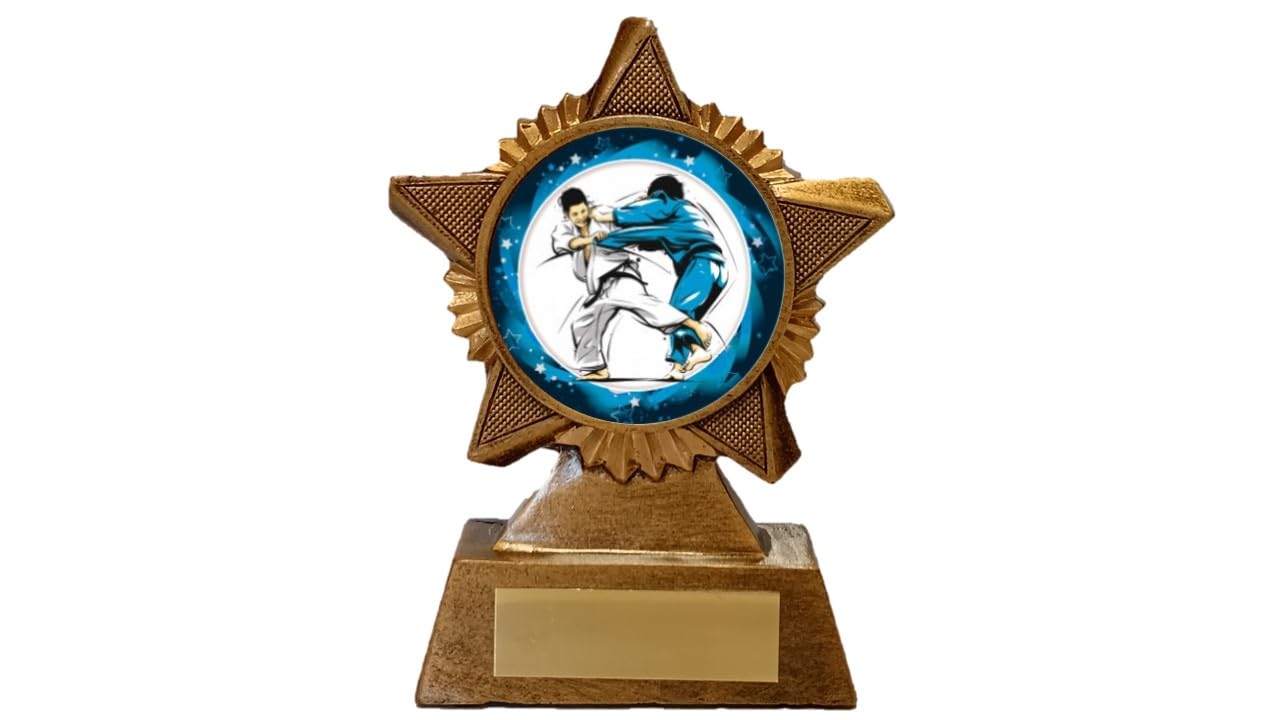 Troshow Antique Gold Judo Trophy Award Premier Star 120Mm Heavy Resin Martial Arts Free Engraving -Troshow1-Gd