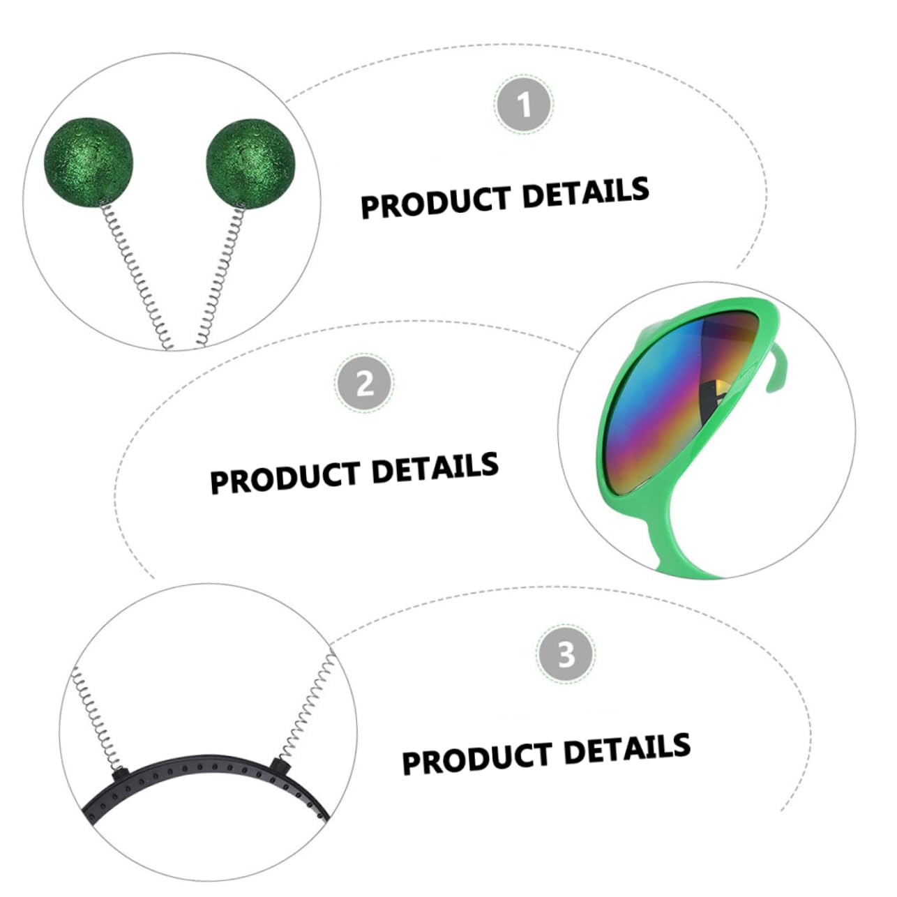 4Sets Funny Party Glasses Hair Hoops for Holiday Celebrations Wacky Green Costume Accessories Lightweight Safe for Festivals and Stage Performances