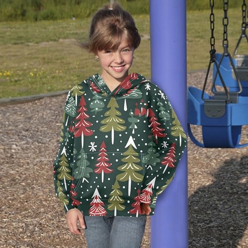 Kids Hoodies Sweaters Christmas Xmas Trees Hooded Sweatshirts with Big Pockets for Boys Girls B04003264